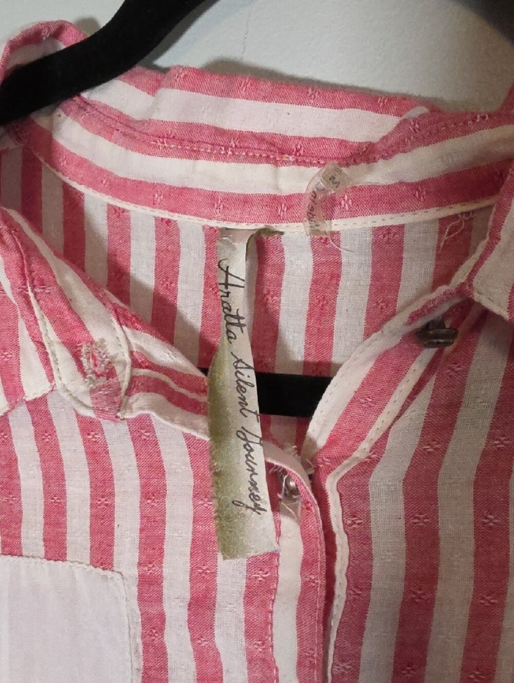 Aratta Silent Journey Striped Button-Down Shirt in Pink & Cream Floral - Picture 2 of 8